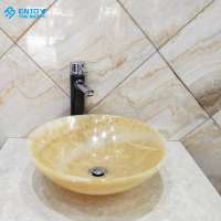 2020 Euro new hot color Rosin yellow marble countertop basin natural stone wash basin for hotel project