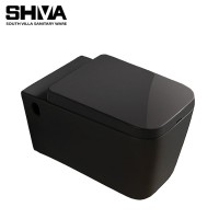 Black Color Ceramic Sanitary Wc Wall Hung Mounted Rimless Toilets Bowl Price for European Hotel Bathrooms