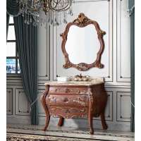 European hand carved wooden bathroom vanity and marble countertop